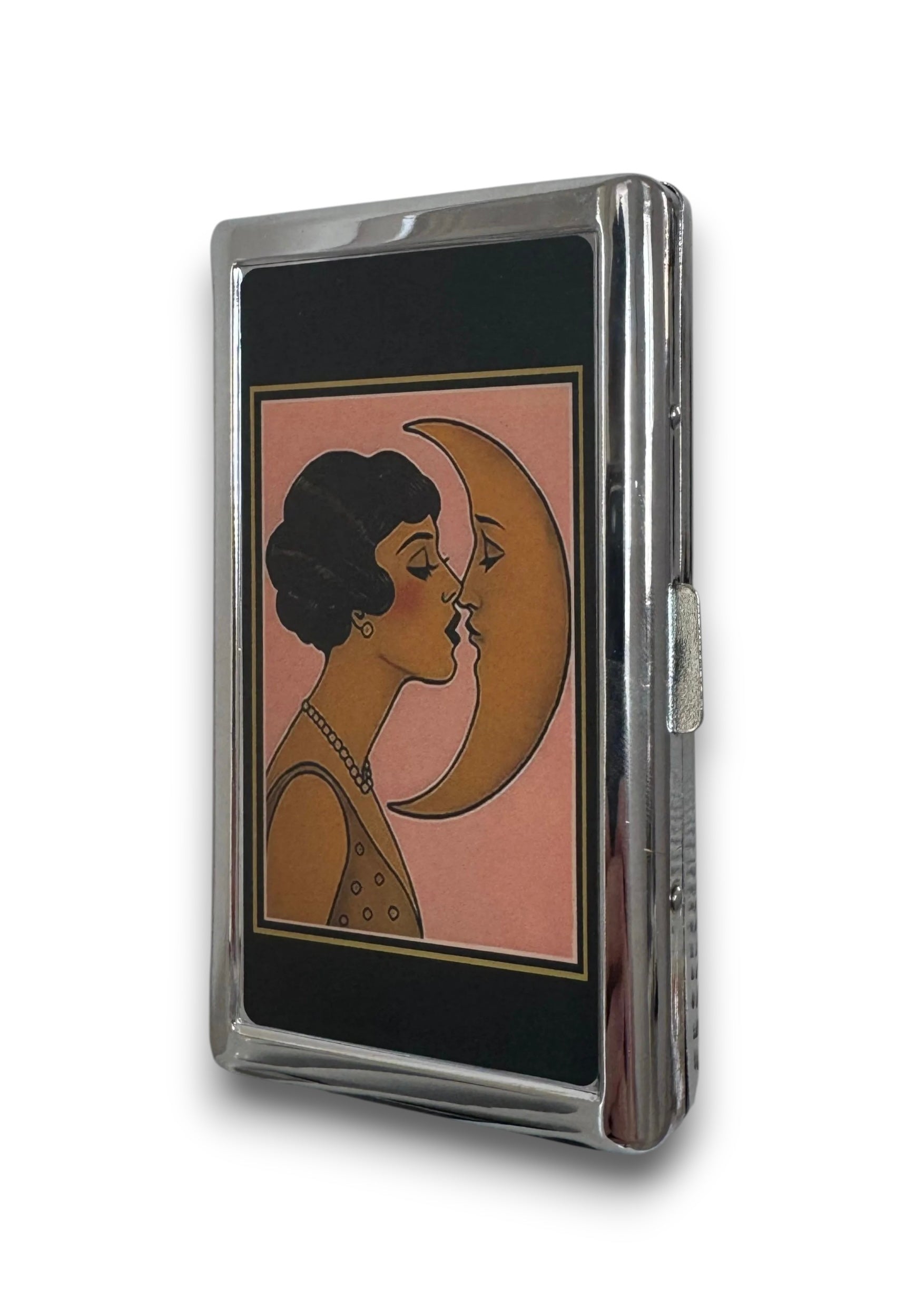 Vintage-Deco 'Kissing Moon' Metal Cardholder Wallet Tin