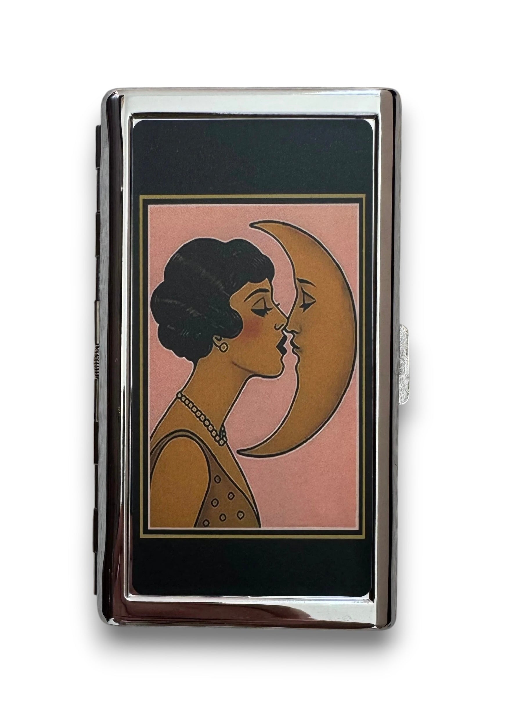 Vintage-Deco 'Kissing Moon' Metal Cardholder Wallet Tin