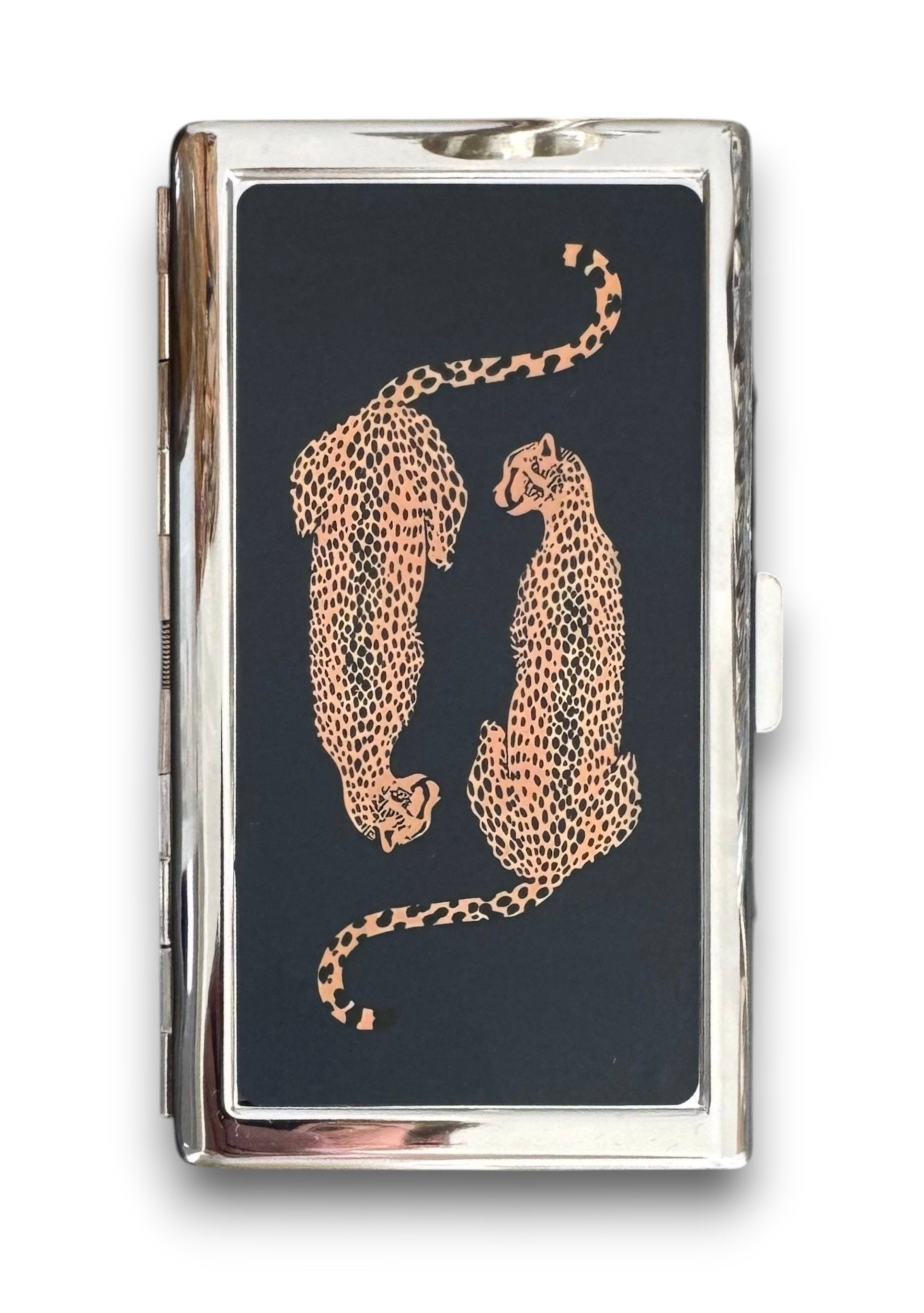 Twin Leopards Metal Cardholder Wallet Tin