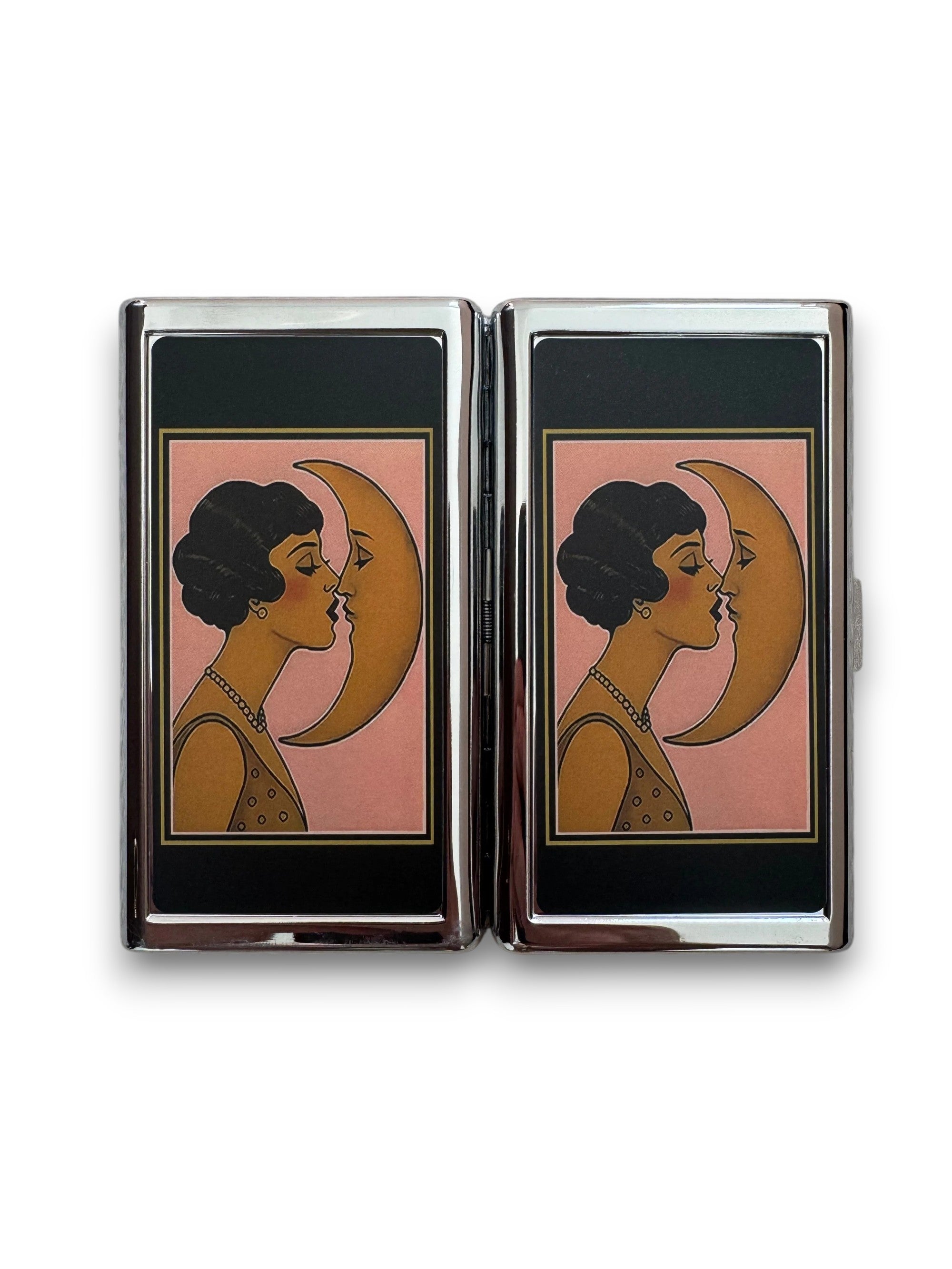 Vintage-Deco 'Kissing Moon' Metal Cardholder Wallet Tin